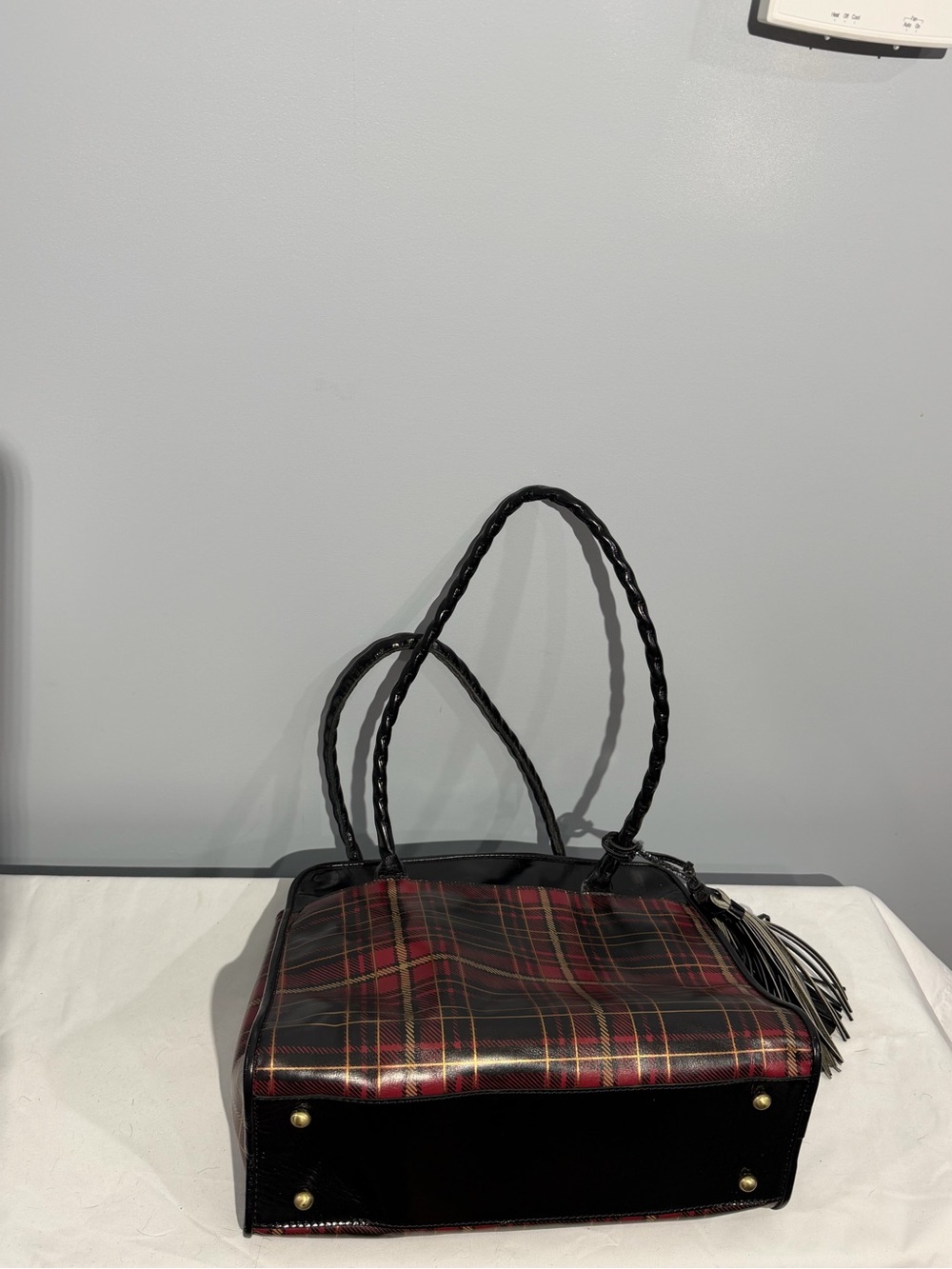 Patricia Nash Black and Red Plaid Shoulder Bag with Tassel - Picture 11 of 12